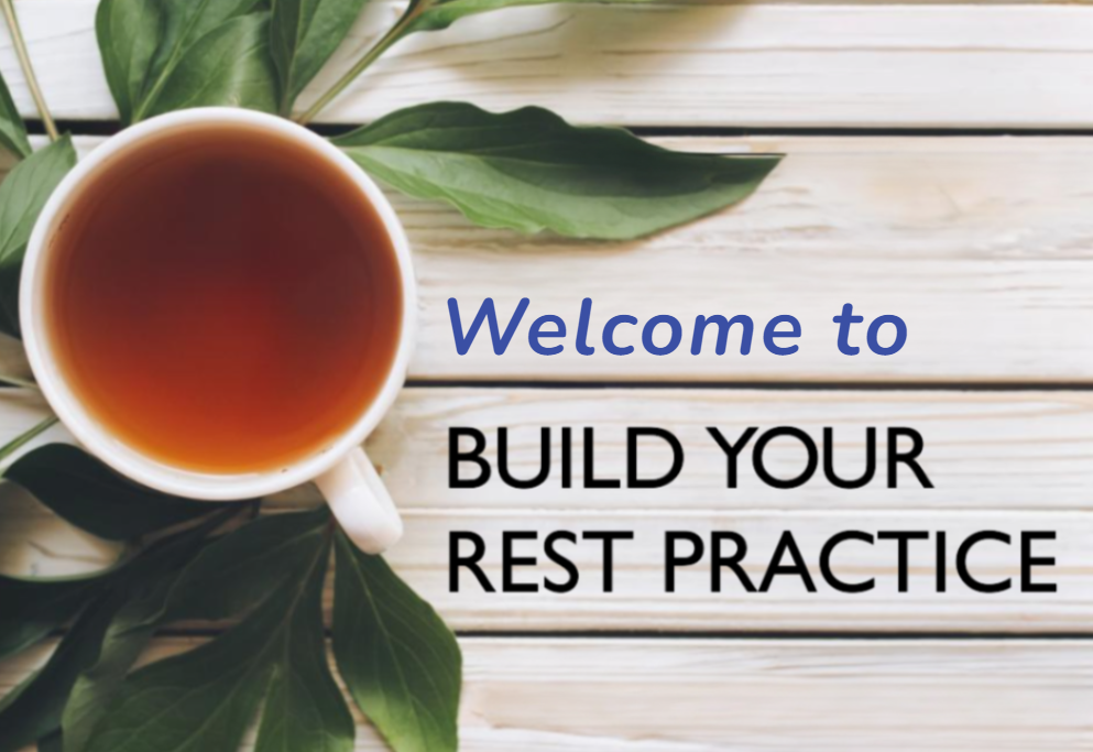 Tea Infusiast's Build Your Rest Practice offering image. Teacup on leaves on a wooden planks.